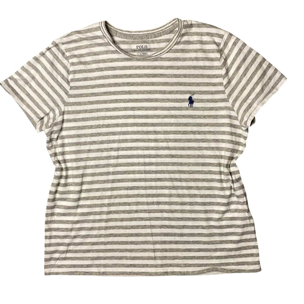 Ralph Lauren Polo Striped Tee Grey and White Super Comfy Size Large